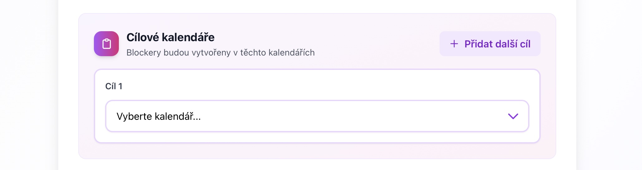 Vyber cieloveho kalendara so zaskrtavacimi polickami